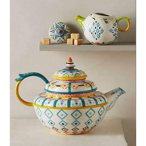 Anthropologie colorful ceramic tea pot - Picture 1 of 7